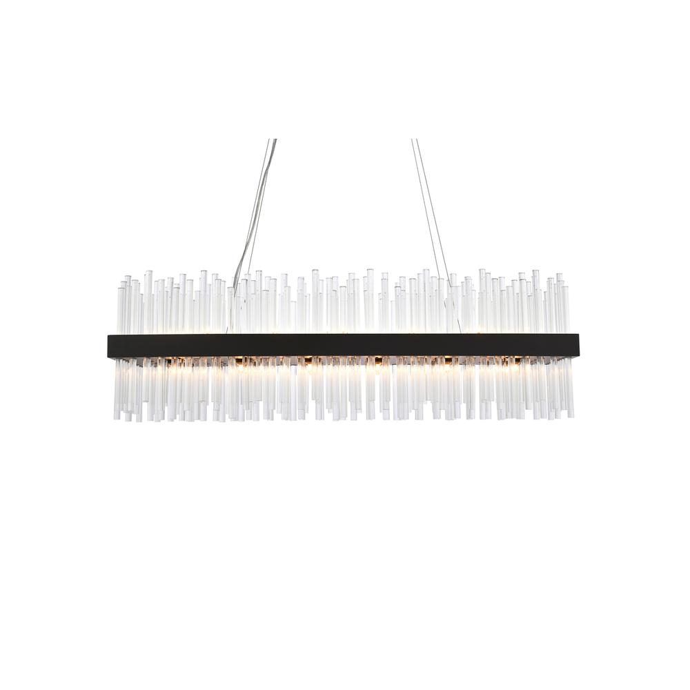 Dallas 42 inch rectangle crystal pendant in black. Picture 2