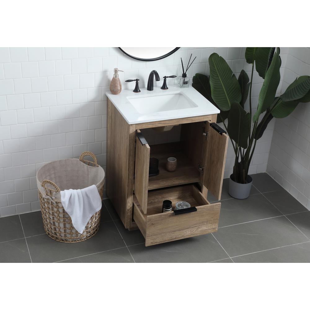 24 Inch SIngle Bathroom Vanity In Natural Oak. Picture 3