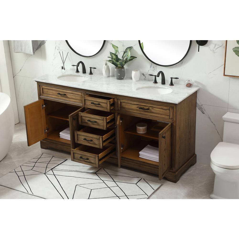 72 inch double bathroom vanity in driftwood. Picture 3