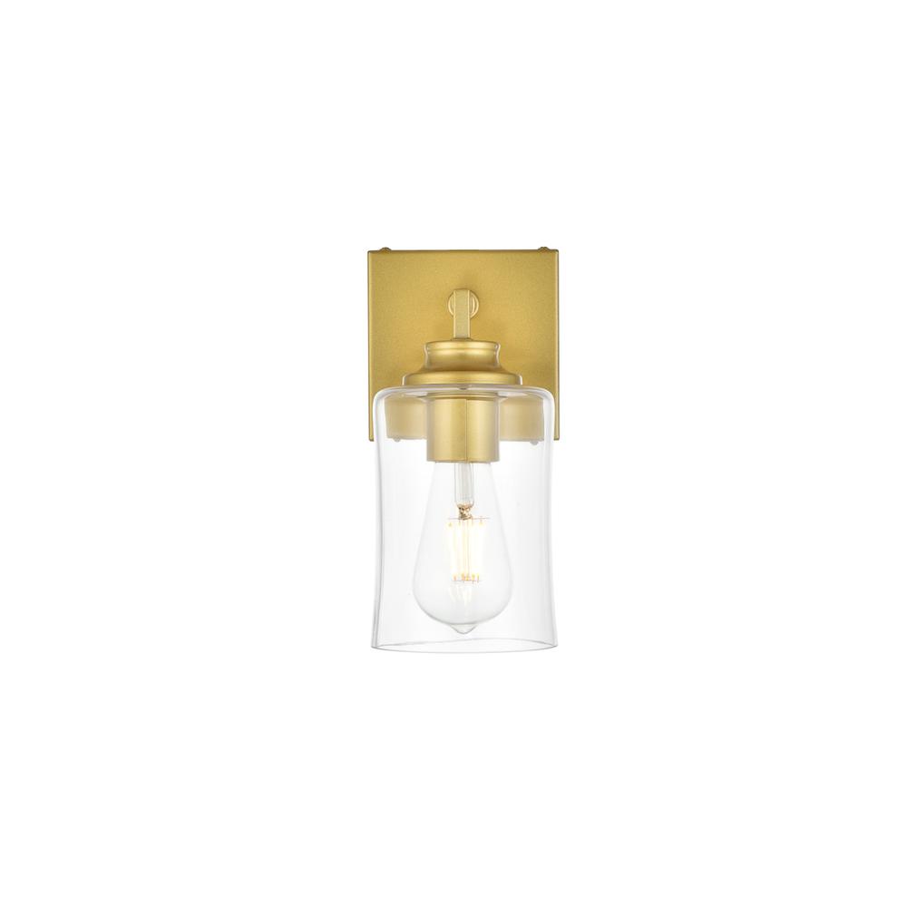Ronnie 1 light Brass and Clear Bath Sconce. Picture 1