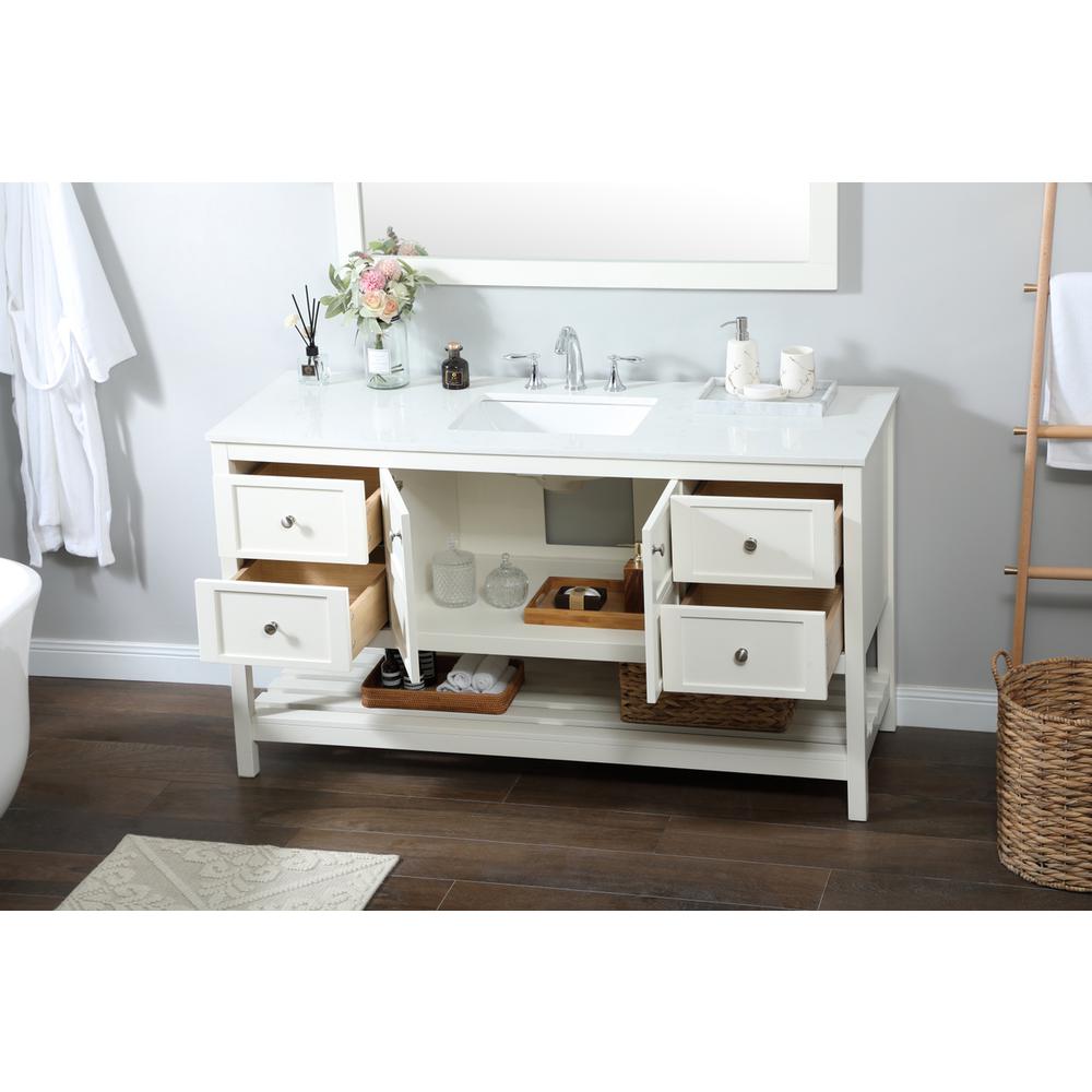 60 inch Single bathroom vanity in white. Picture 3