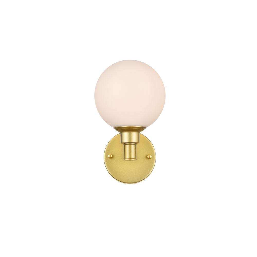 Cordelia 1 light Brass and frosted white Bath Sconce. Picture 1