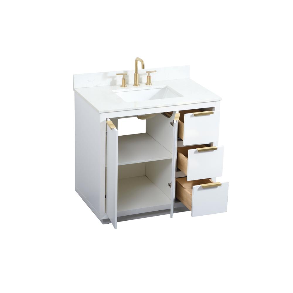 36 inch Single bathroom vanity in white with backsplash. Picture 9