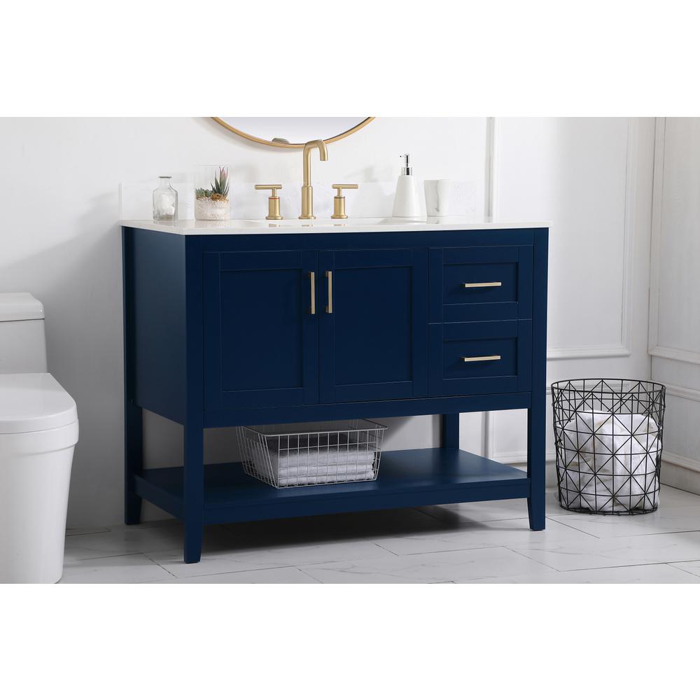 42 inch Single Bathroom Vanity in Blue with Backsplash. Picture 2