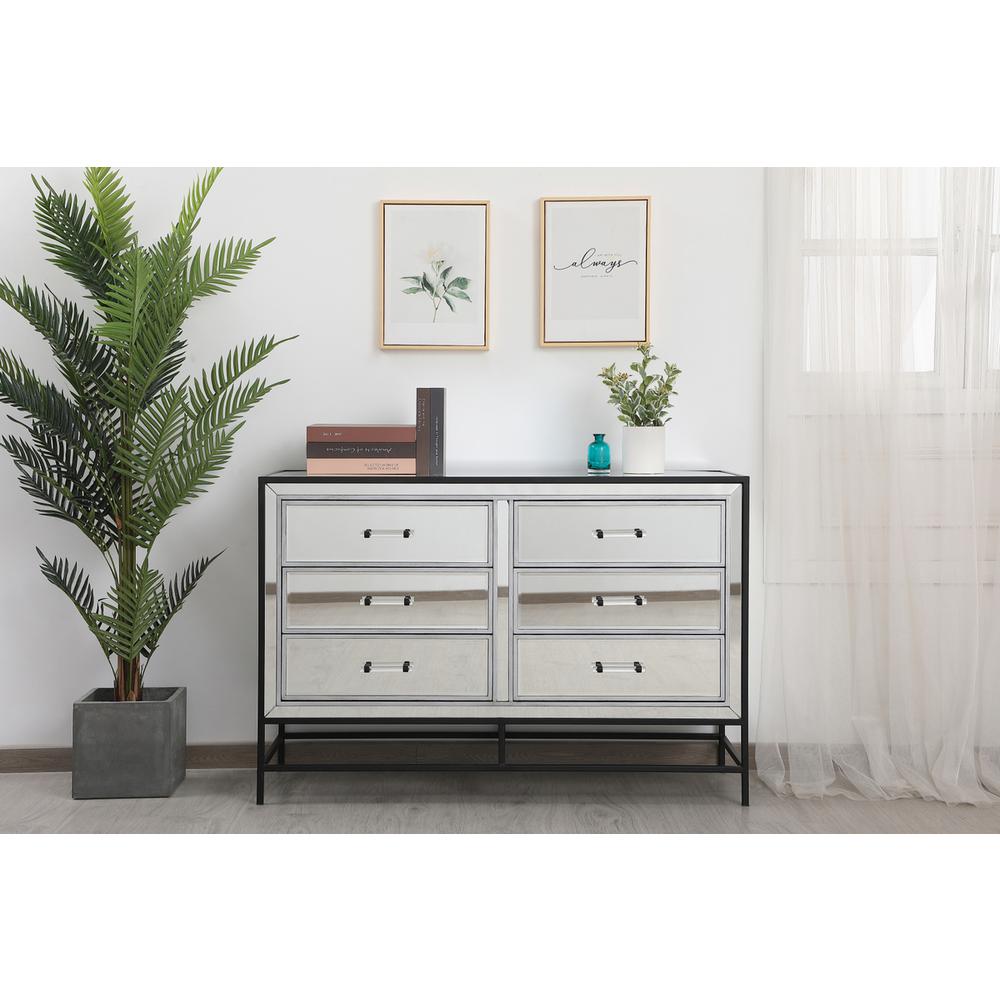 48 inch mirrored 6 drawers chest in black. Picture 11