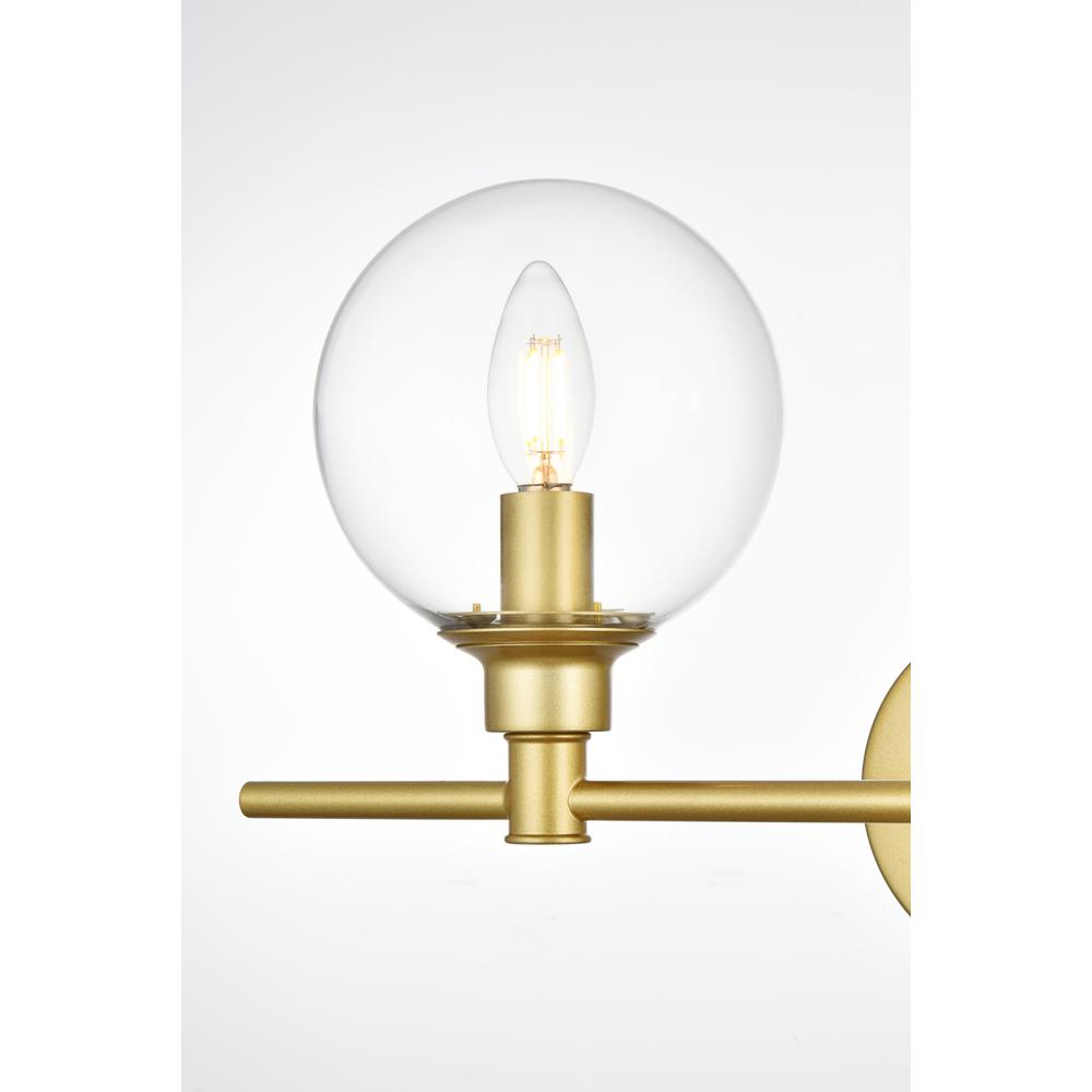 Jaelynn 2 light Brass and Clear Bath Sconce. Picture 3