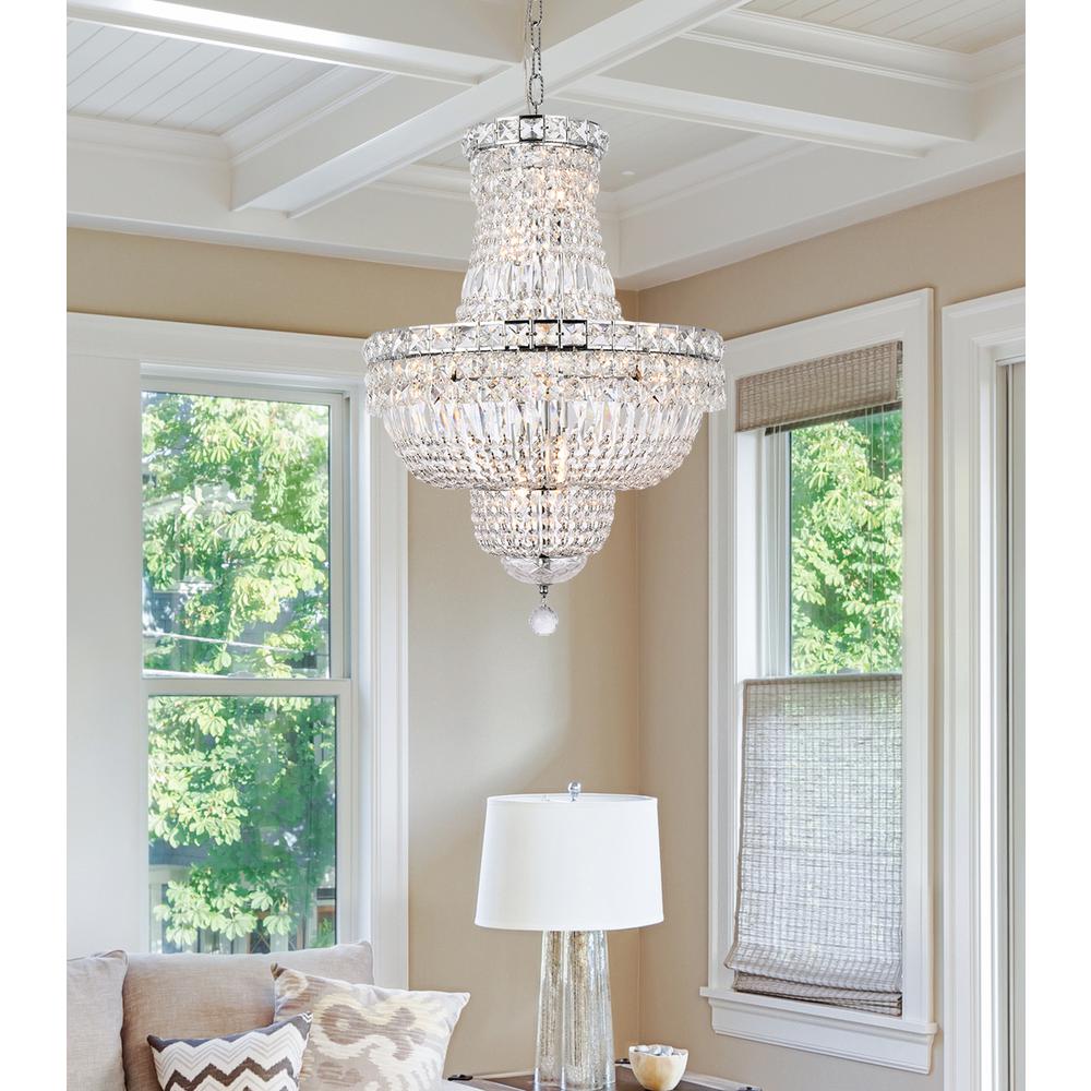 Tranquil 12 light Chrome Pendant Clear Royal Cut Crystal. Picture 7