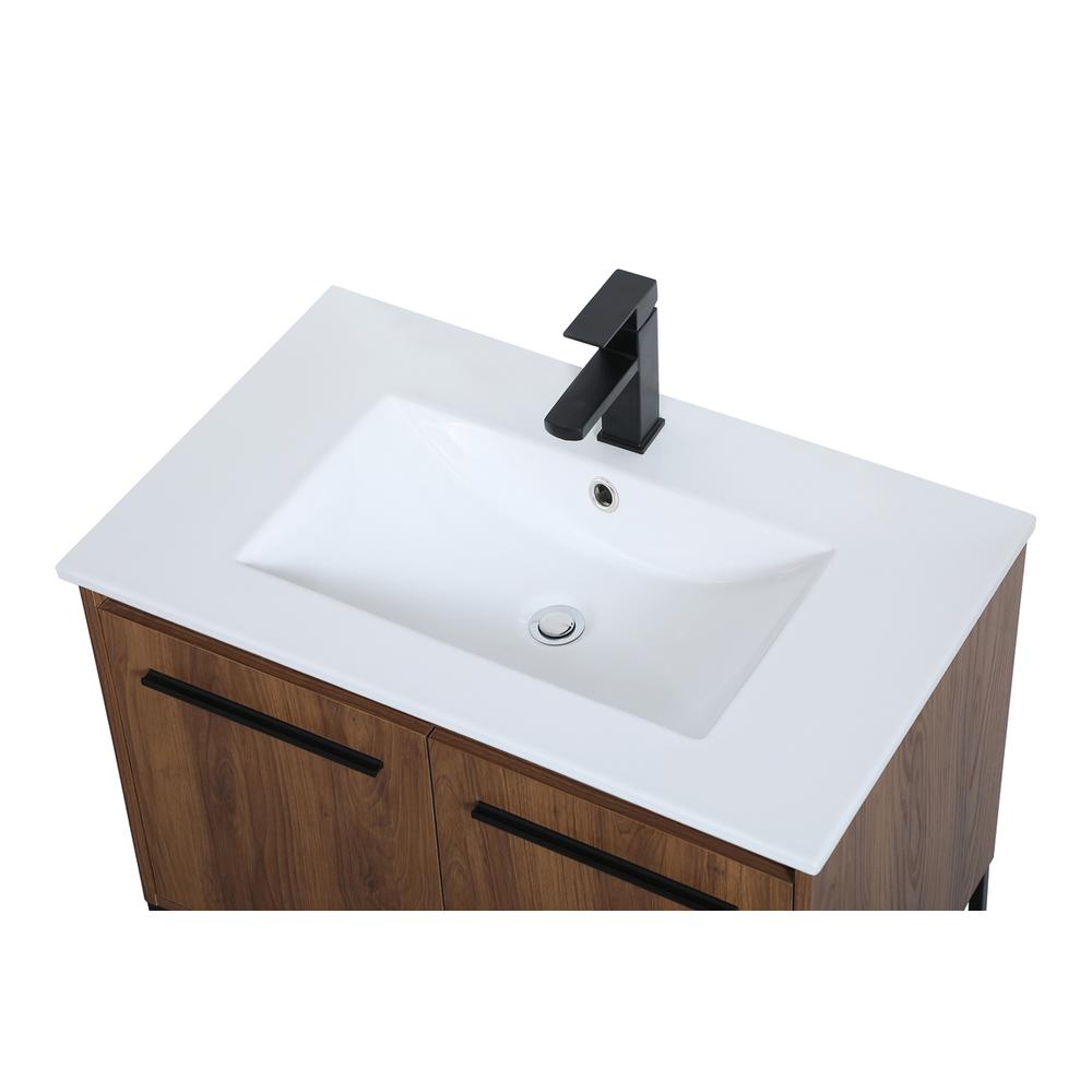 30 inch  Single Bathroom Vanity in Walnut Brown. Picture 10