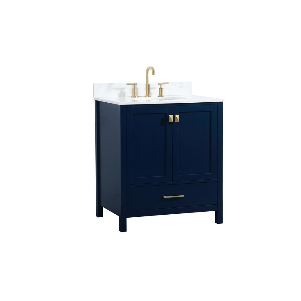 30 inch Single bathroom vanity in blue with backsplash. Picture 7