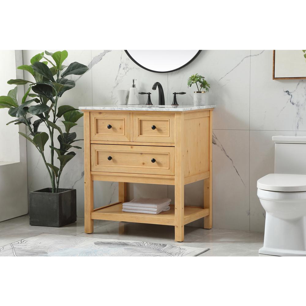 30 inch Single bathroom vanity in natural wood. Picture 2