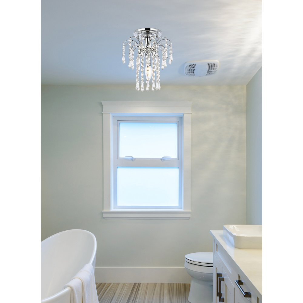 Falls 1 Light Chrome Flush Mount Clear Royal Cut Crystal. Picture 8