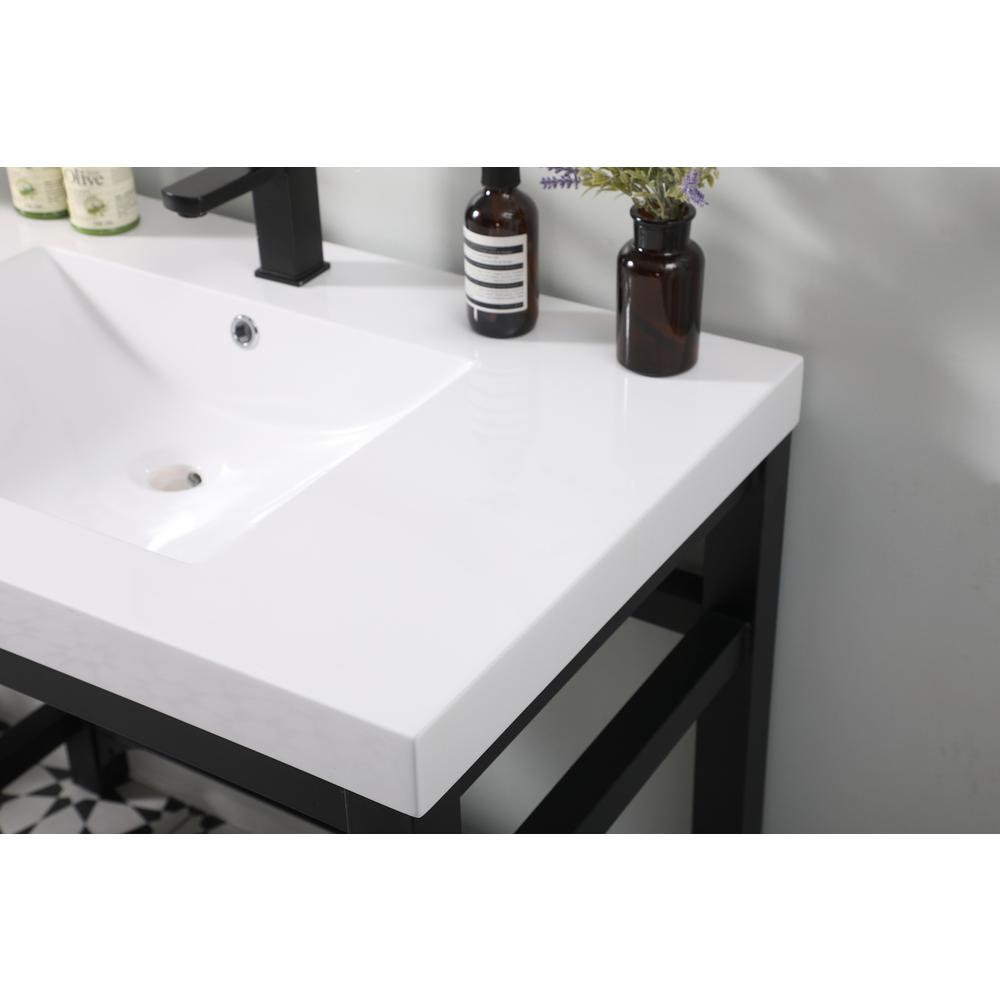 36 inch ADA compliant Single bathroom metal vanity in black. Picture 4