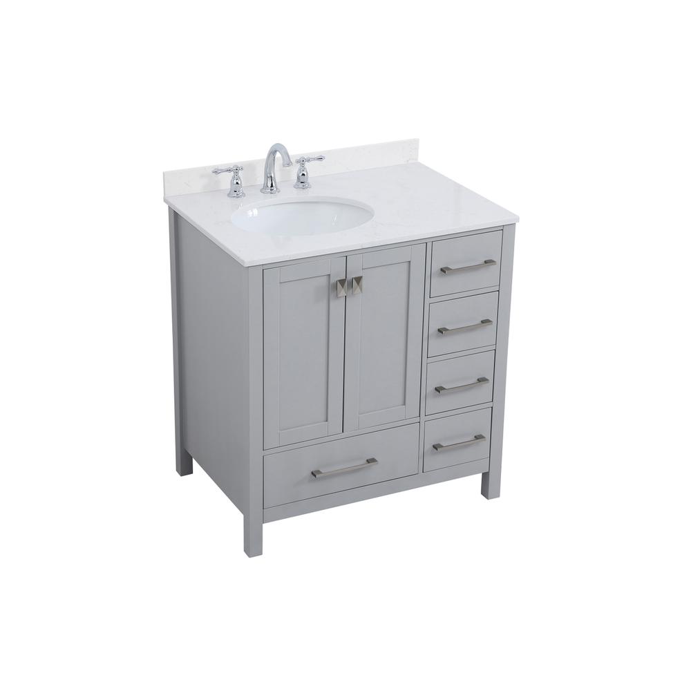 32 inch Single Bathroom Vanity in Gray with Backsplash. Picture 8