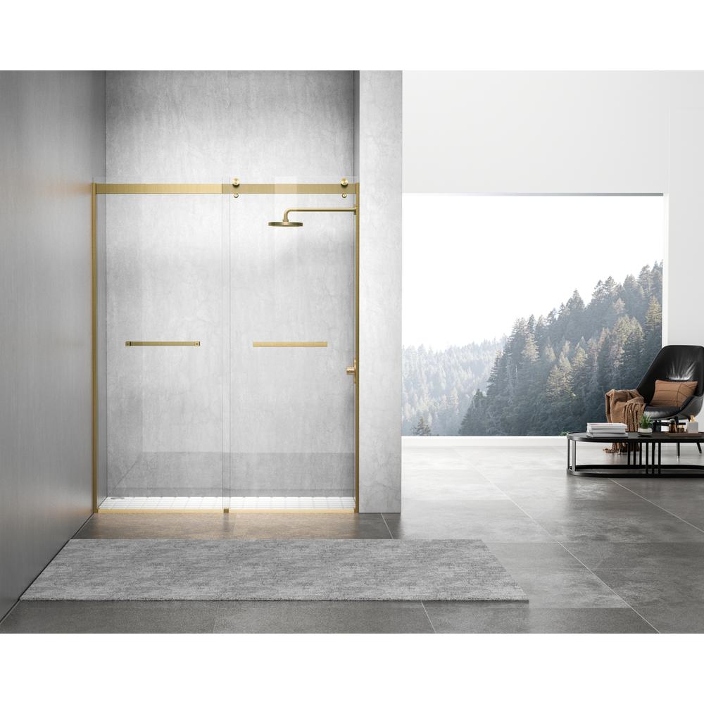 Semi-frameless shower door 60 x 76 Brushed Gold. Picture 1