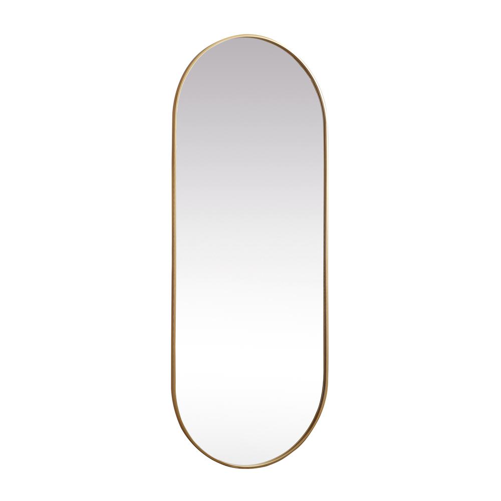 Metal Frame Oval Mirror 30x72 Inch in Brass. Picture 7