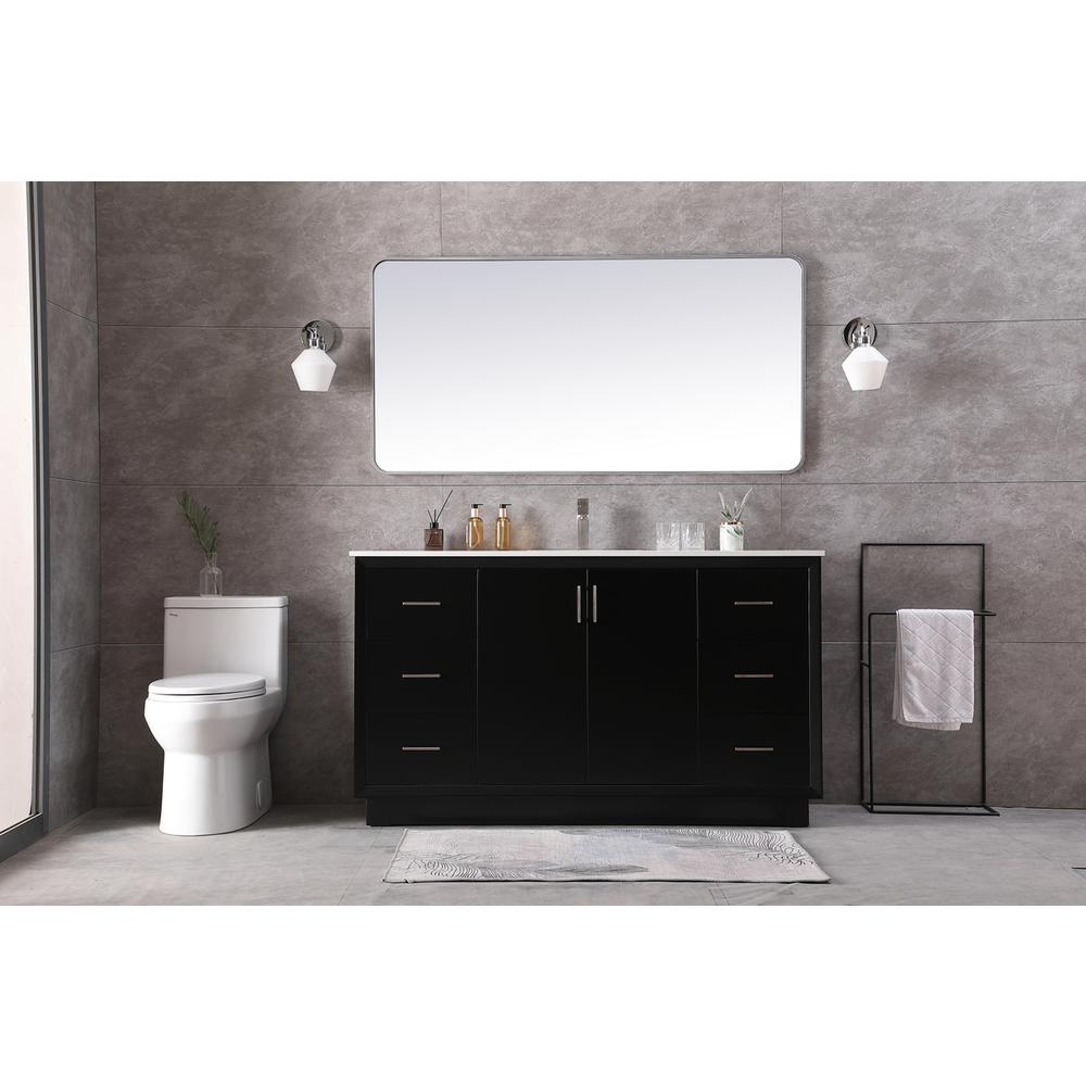 60 Inch SIngle Bathroom Vanity In Black. Picture 4