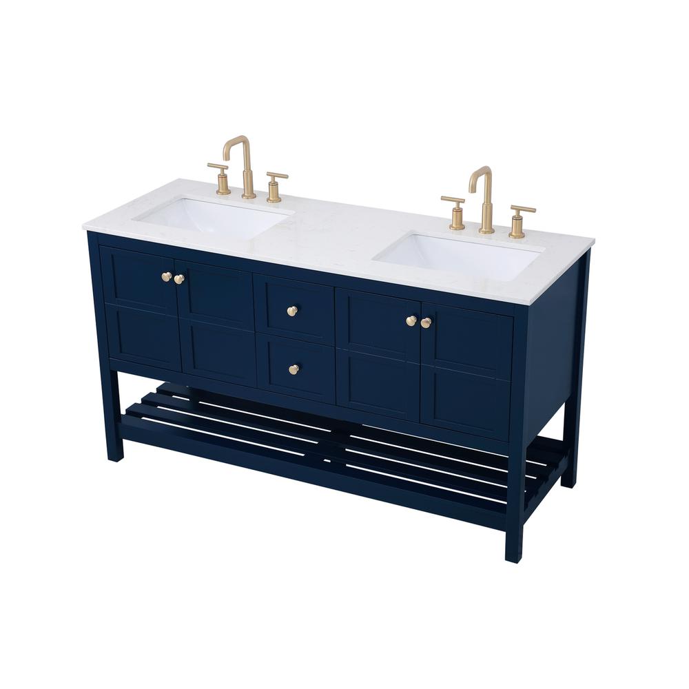 60 inch Single Bathroom Vanity in Blue. Picture 7