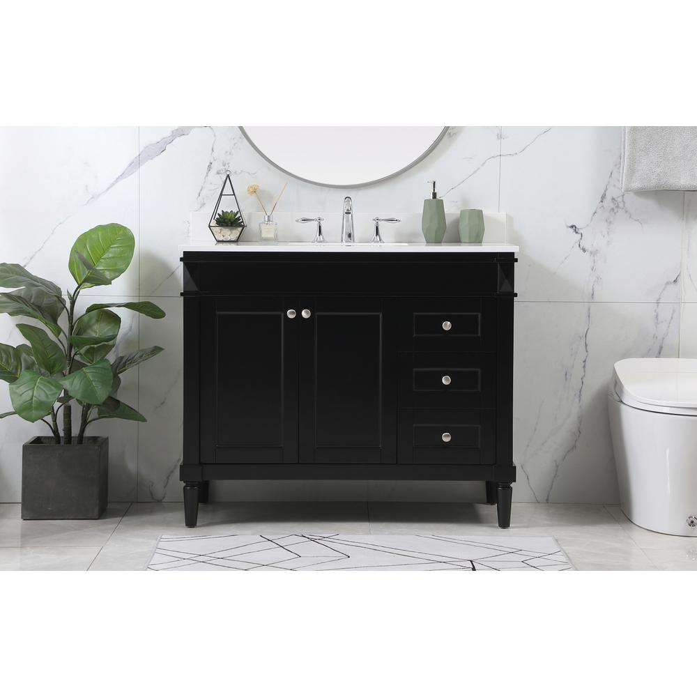 42 inch Single bathroom vanity in black with backsplash. Picture 14