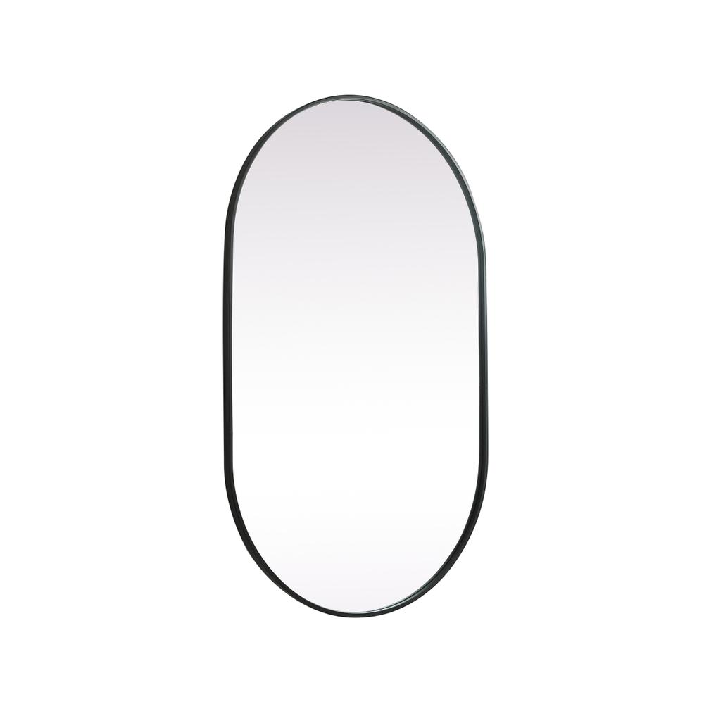 Metal Frame Oval Mirror 30x48 Inch in Black. Picture 7