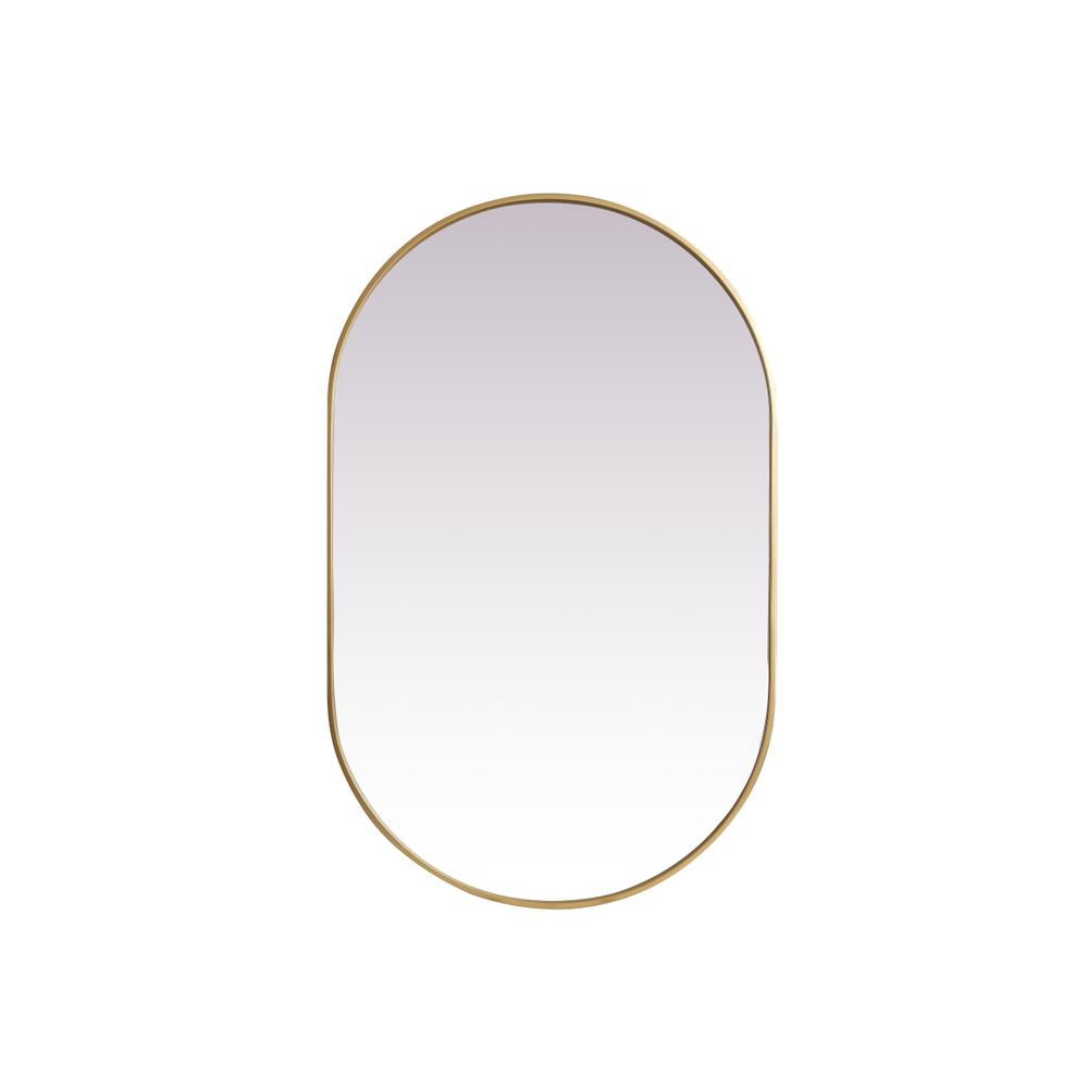 Metal Frame Oval Mirror 30x48 Inch in Brass. Picture 1