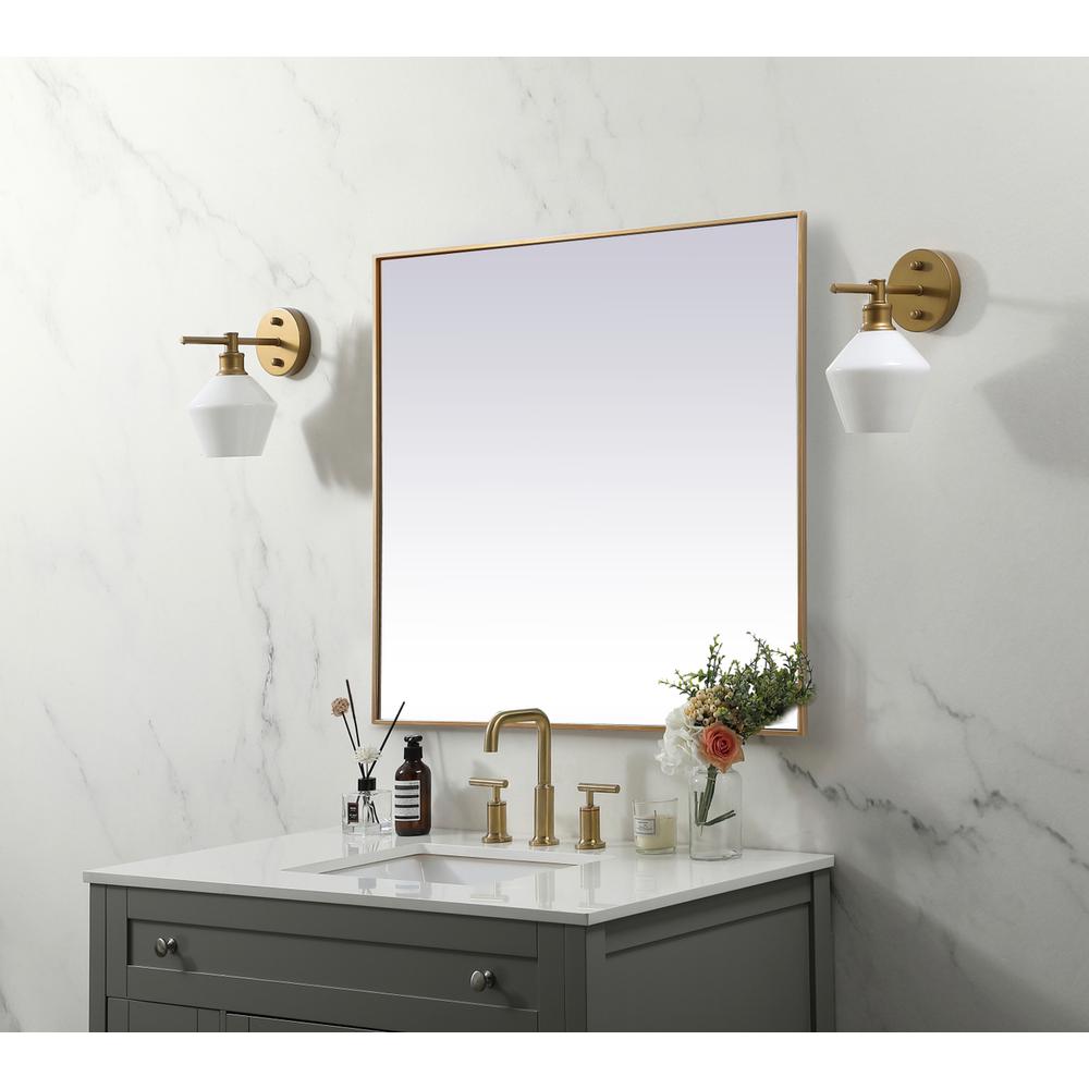 Metal Frame Square Mirror 42 inch in Brass. Picture 2