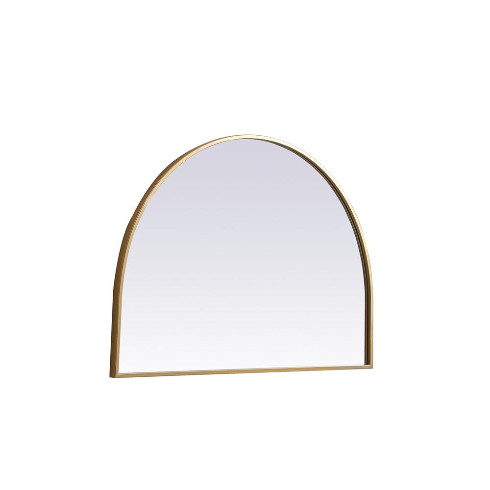 Metal Frame Arch Mirror 33x24 Inch in Brass. Picture 7