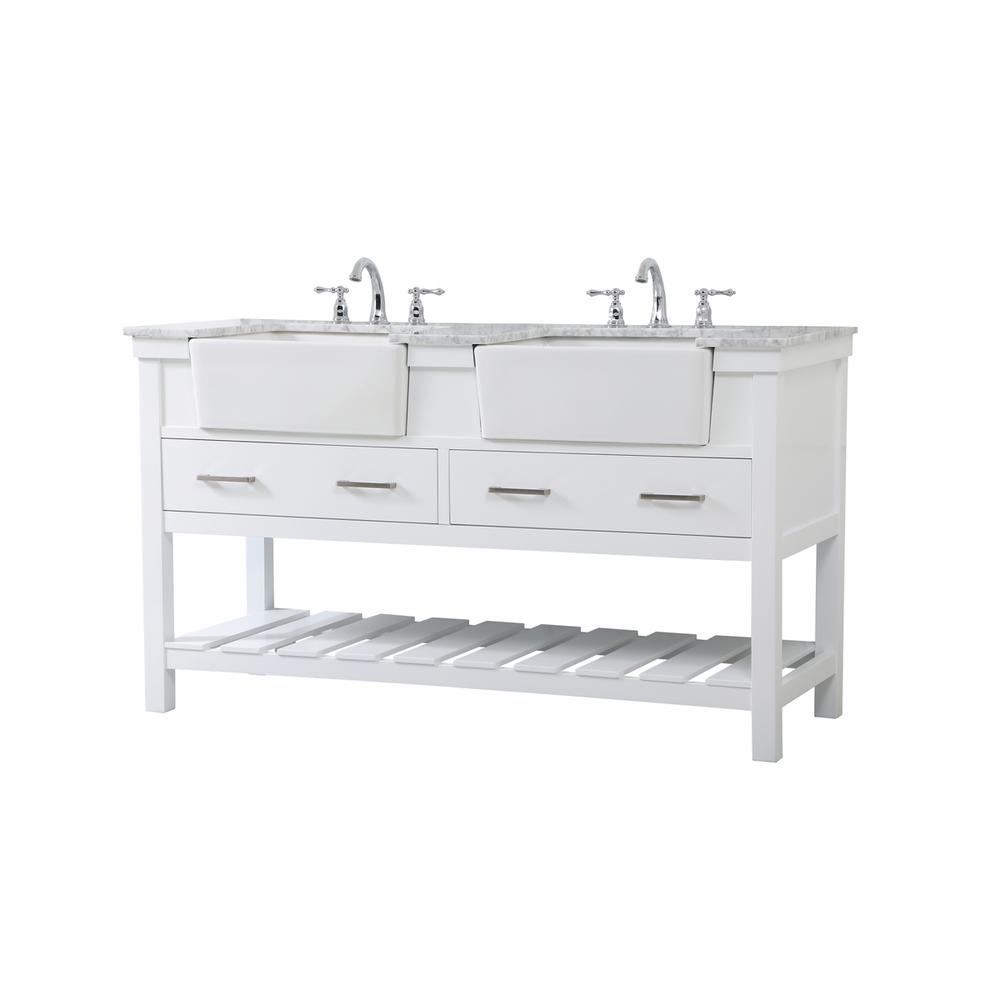 60 inch double bathroom vanity in white. Picture 7