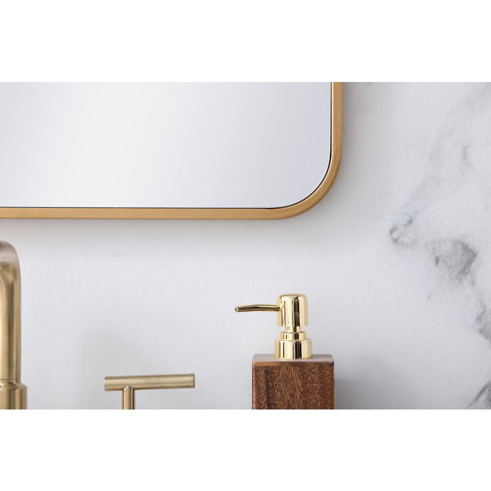 Soft corner metal rectangular mirror 22x30 inch in Brass. Picture 3