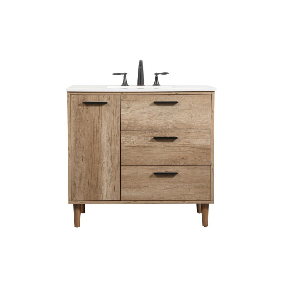 36 inch Single bathroom vanity in natural oak. Picture 1