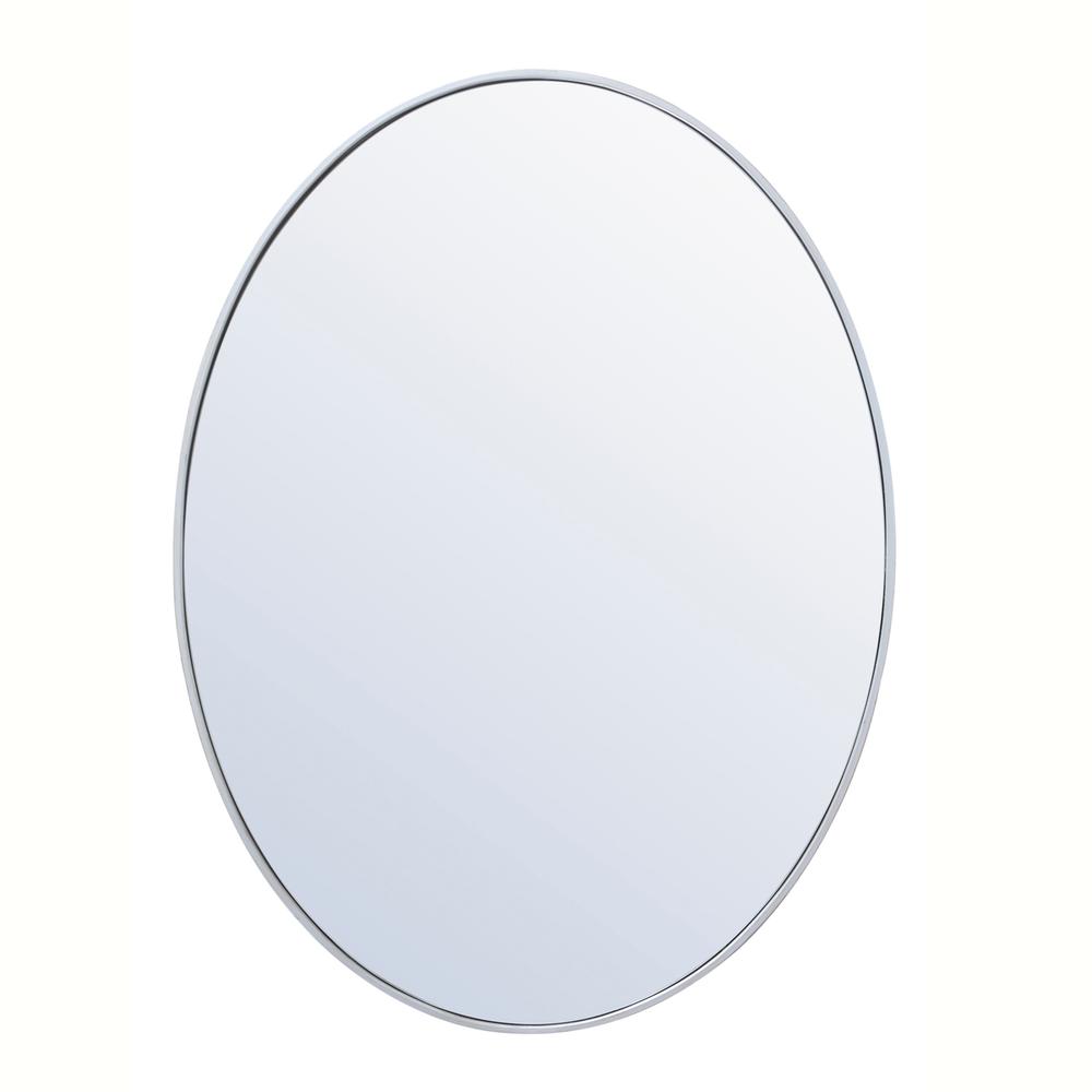 Metal frame oval mirror 40 inch in silver. Picture 1