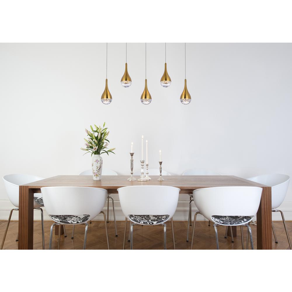Amherst 34 inch LED pendant in satin gold. Picture 7