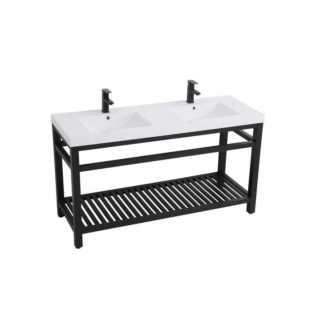 60 inch Double Bathroom Metal Vanity in Black. Picture 7