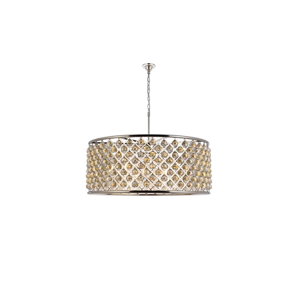 Madison 10 light polished Nickel Chandelier Golden Teak. Picture 1