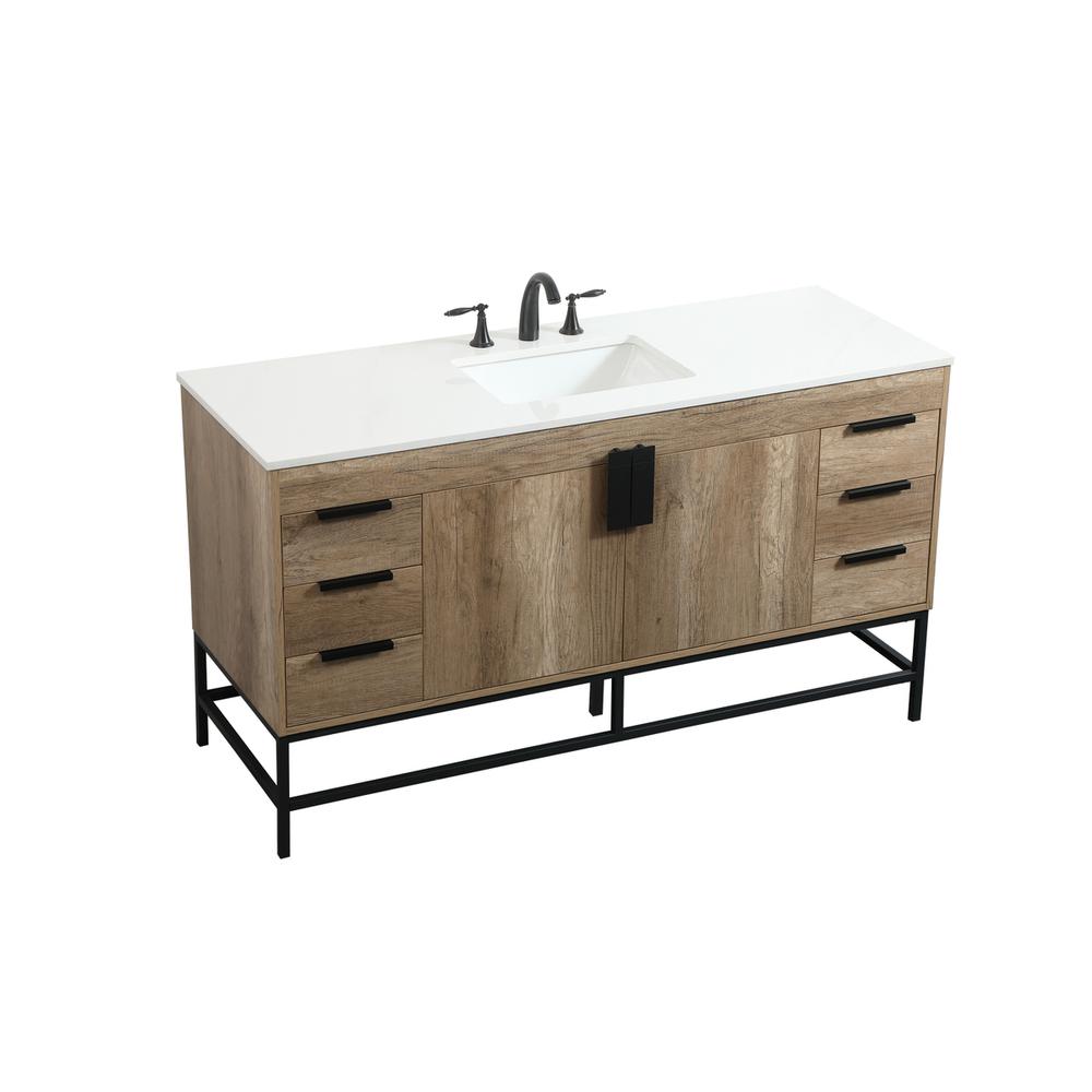 60 inch Single bathroom vanity in natural oak. Picture 8