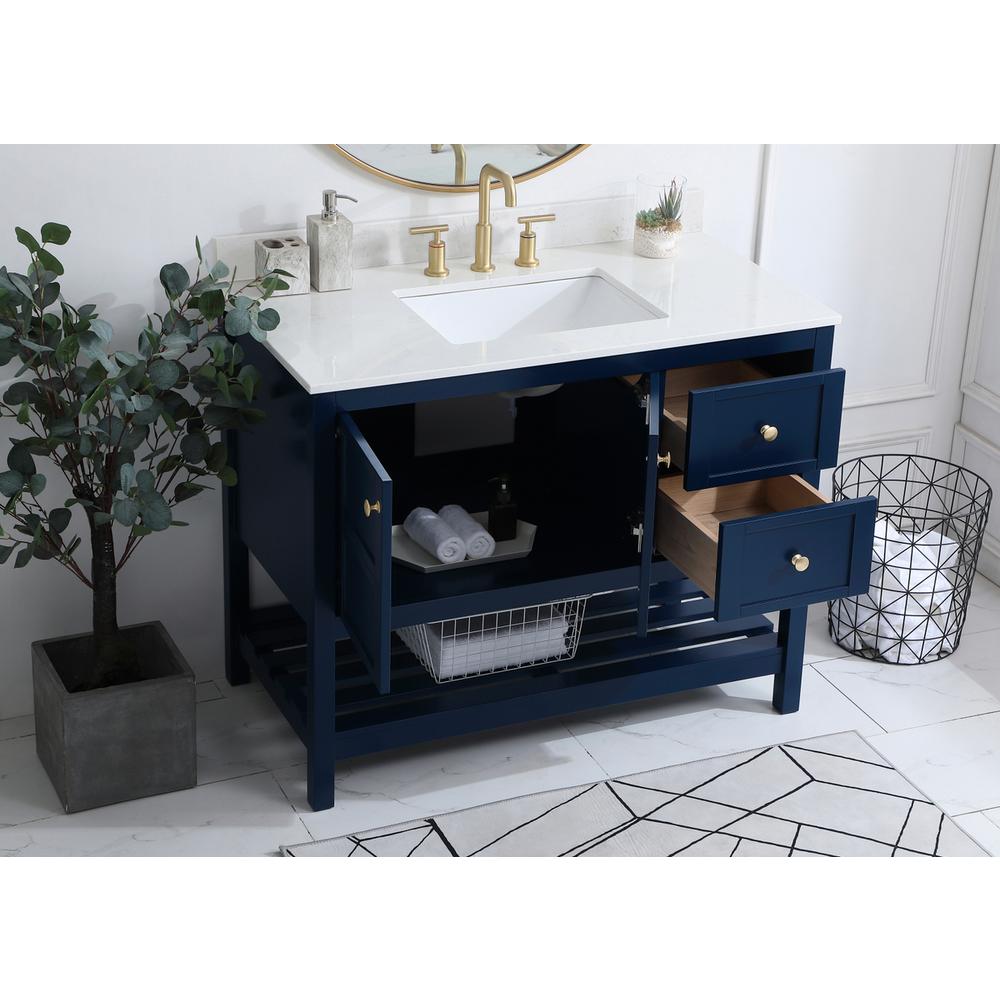 42 inch Single Bathroom Vanity in Blue with Backsplash. Picture 3