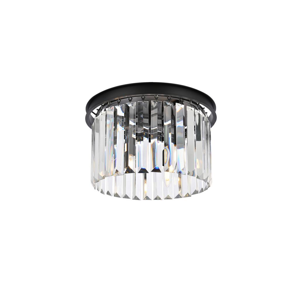 Sydney 3 light Matte Black Flush Mount Clear Royal Cut Crystal. Picture 6