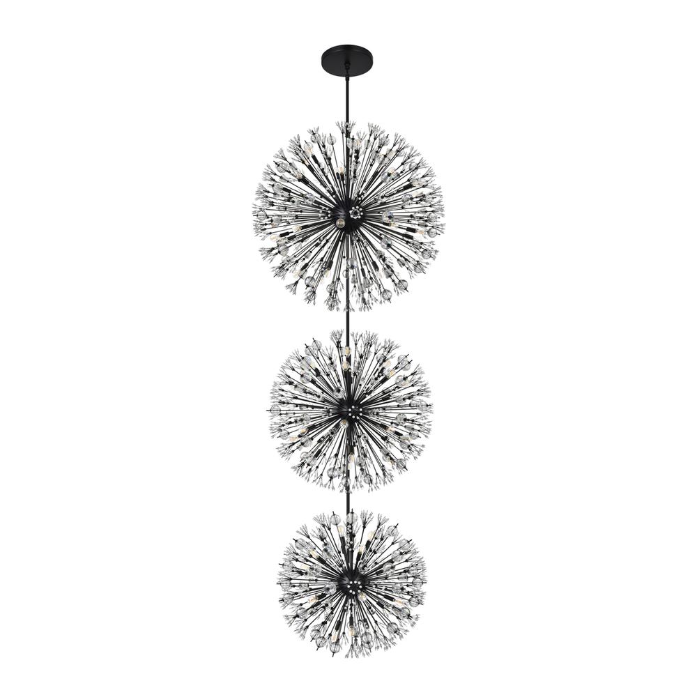 Vera 44 inch three tiers crystal starburst chandelier in black. Picture 6