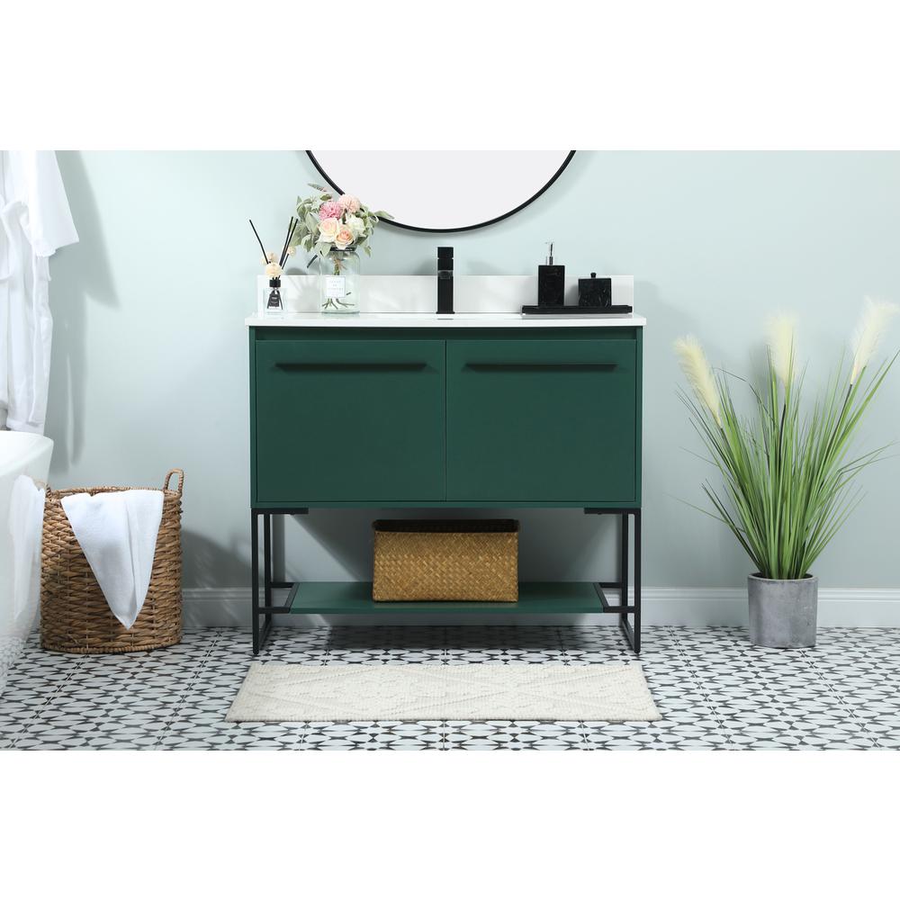 40 inch Single bathroom vanity in green with backsplash. Picture 14