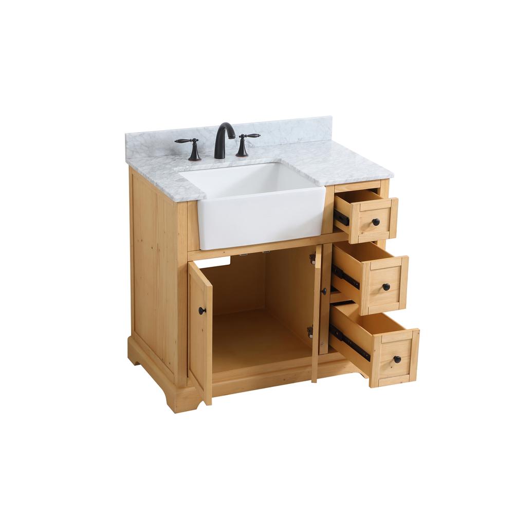 36 inch Single bathroom vanity in natural wood with backsplash. Picture 9