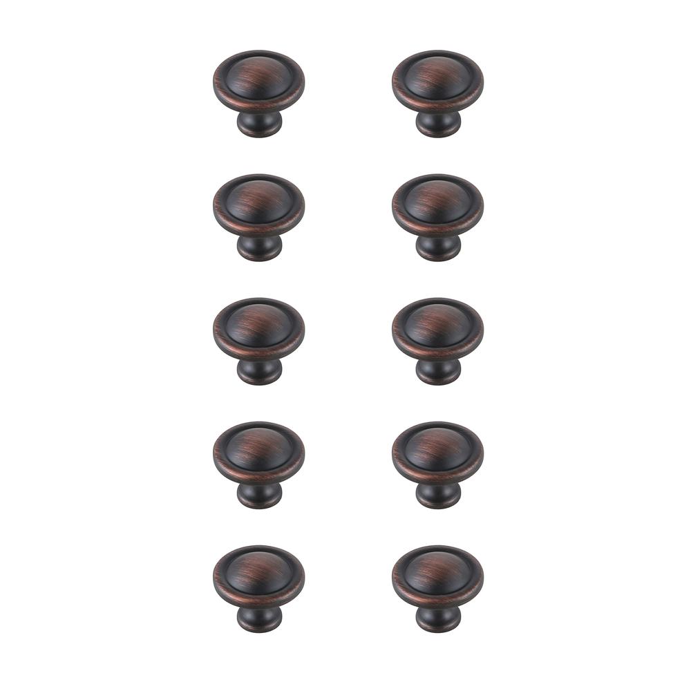 Garlande 1.2" Diameter Oil-rubbed Bronze Mushroom Knob Multipack (Set of 10). Picture 1