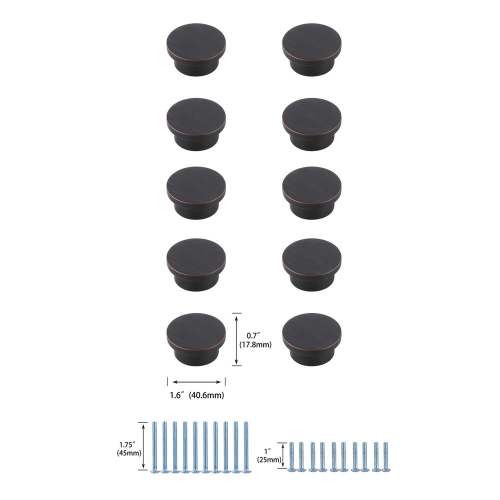 Trovon 1.6" Diameter Oil-rubbed Bronze Oversize Round Knob Multipack (Set of 10). Picture 5