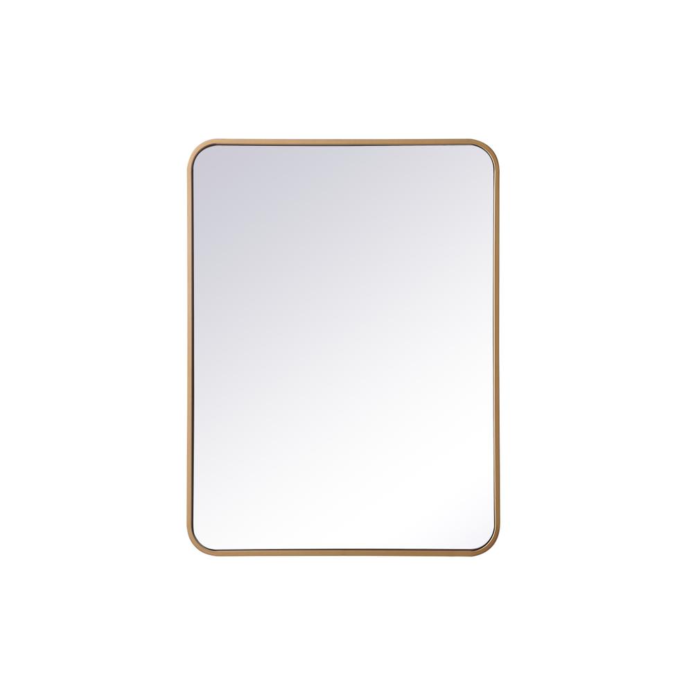 Soft corner metal rectangular mirror 24x32 inch in Brass. Picture 1