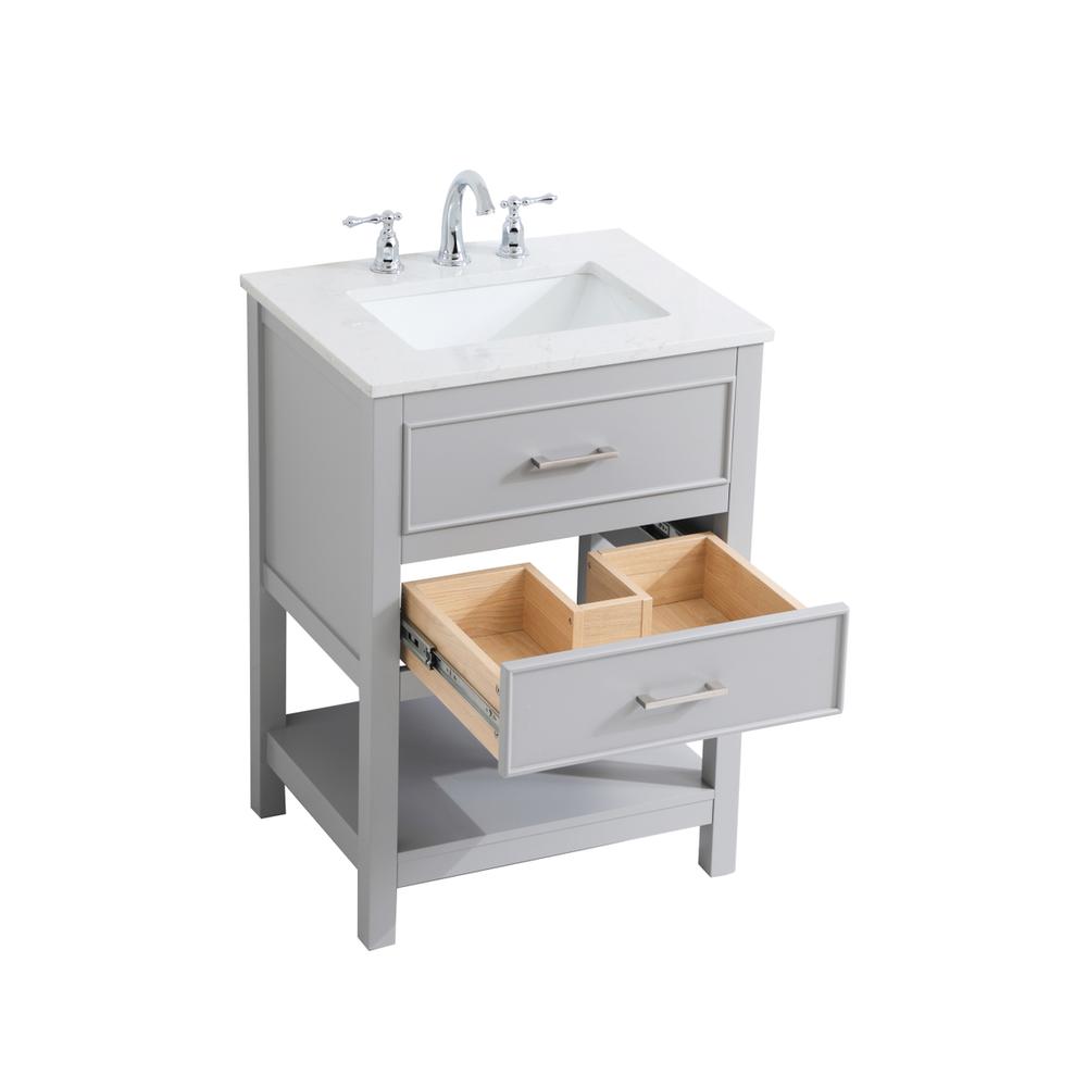 24 inch Single Bathroom Vanity in Grey. Picture 7