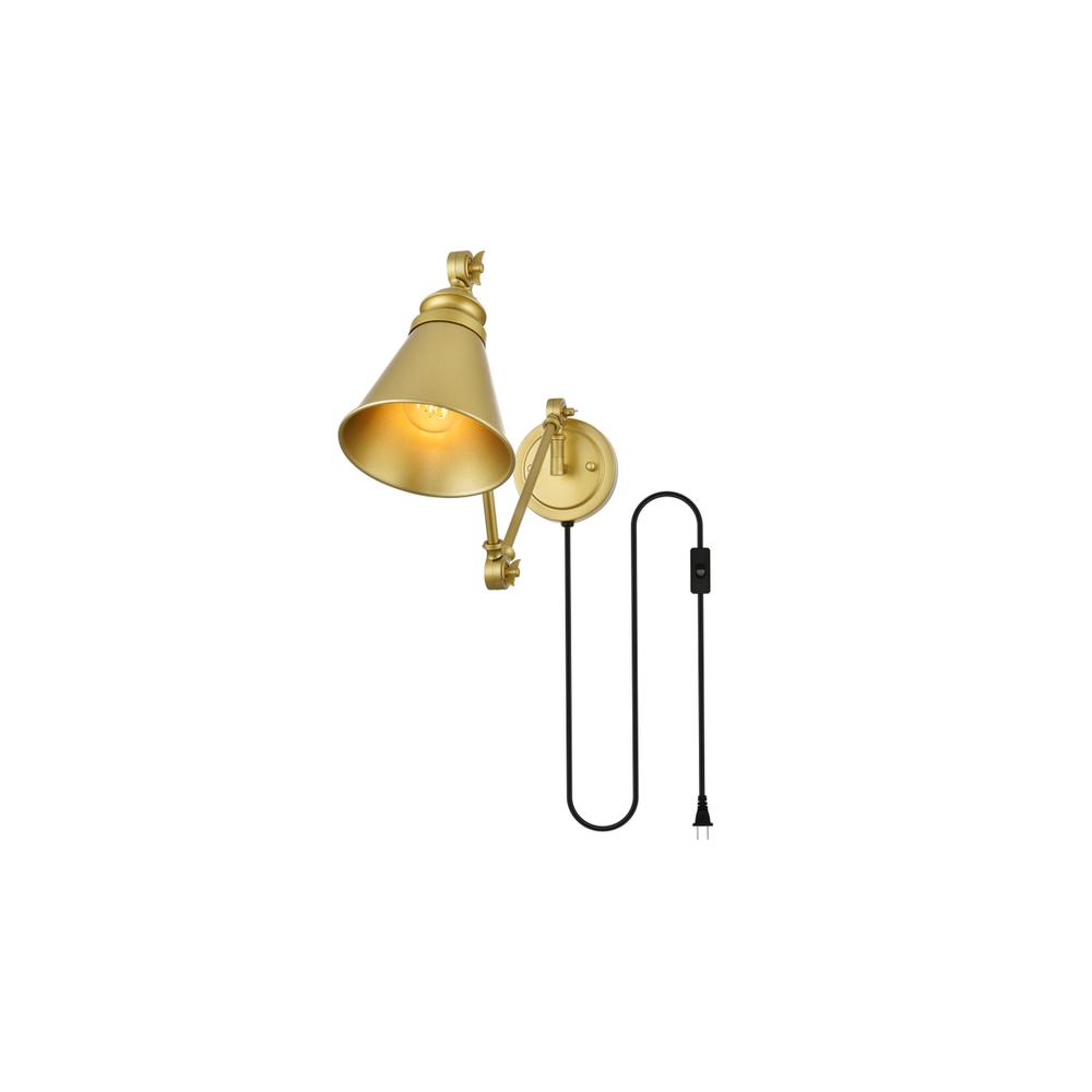 Van 1 light Brass swing arm plug in wall sconce. Picture 1