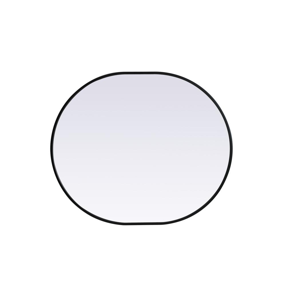 Metal Frame Oval Mirror 30x36 Inch in Black. Picture 8