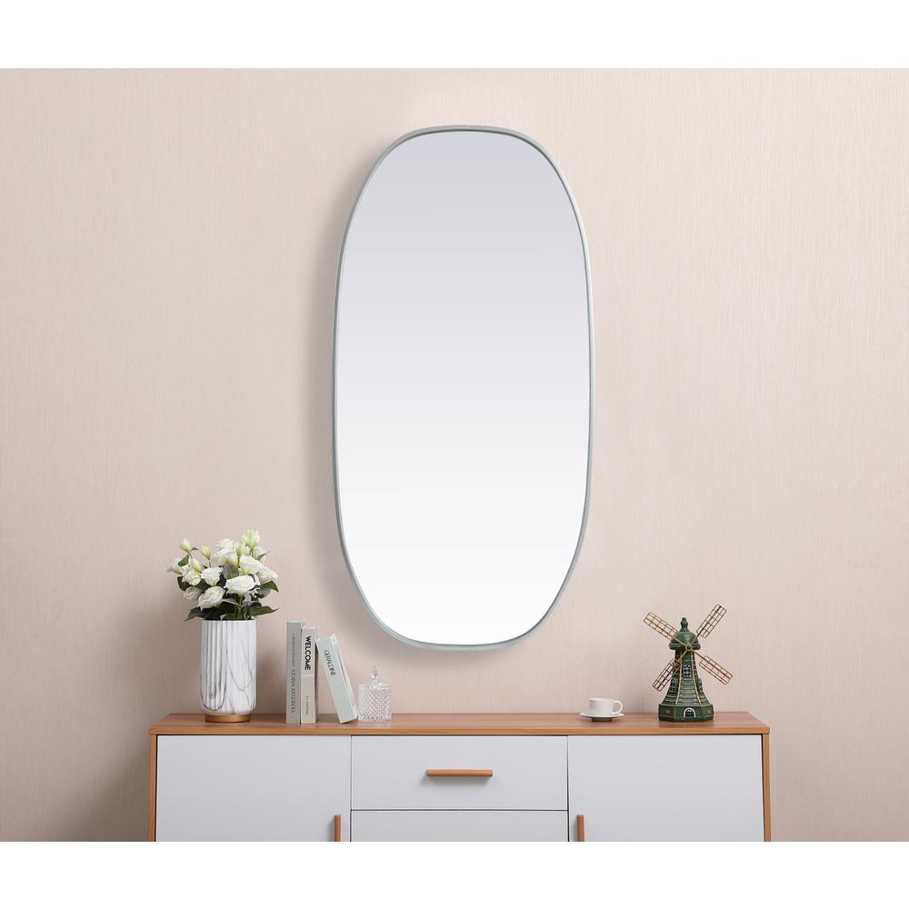 Metal Frame Oval Mirror 24x48 Inch in Silver. Picture 3