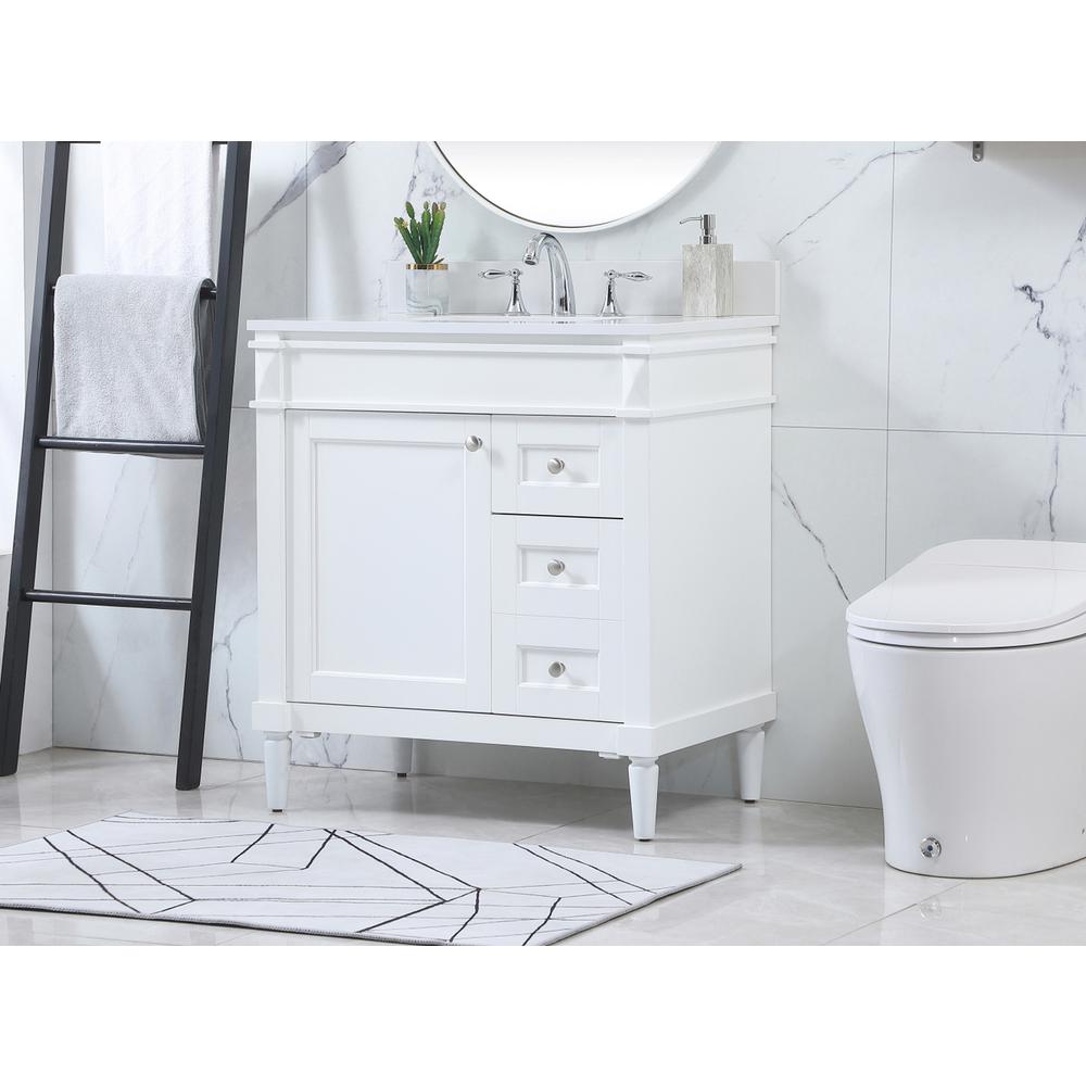 32 inch Single bathroom vanity in white with backsplash. Picture 2