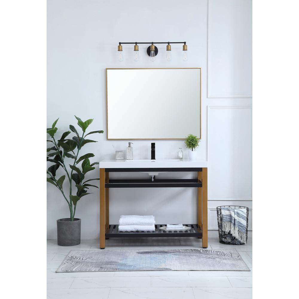 42 inch Single Bathroom Metal Vanity in Golden Black. Picture 5