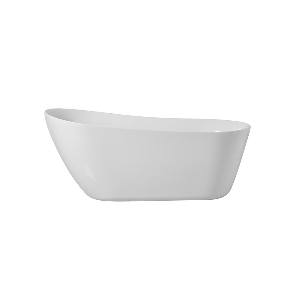 67 inch soaking Single slipper bathtub in glossy white. Picture 1