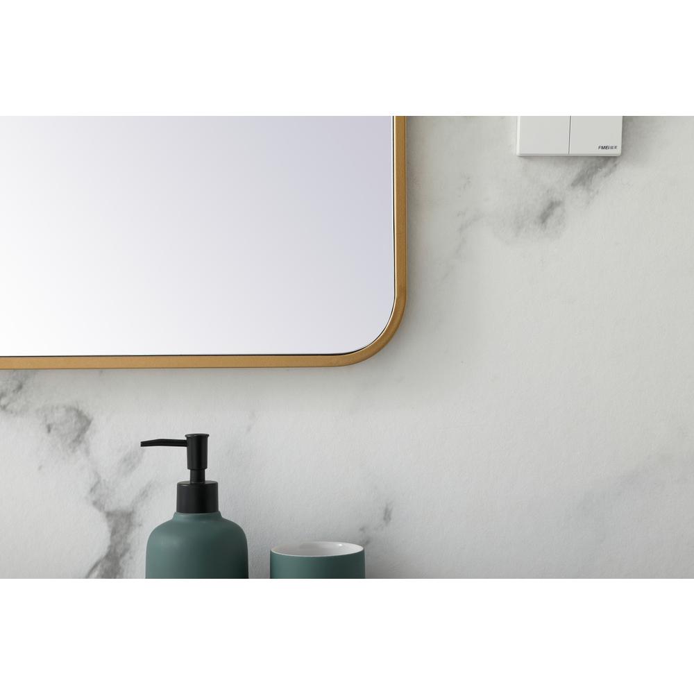 Soft corner metal rectangular mirror 28x42 inch in Brass. Picture 3